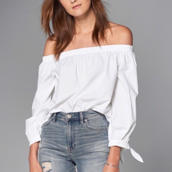 Abercrombie & Fitch Tops - Off the Shoulder Top With Sleeve tie detail